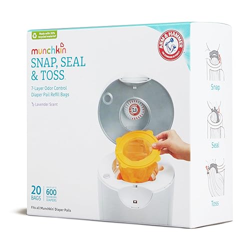 Miniatura 8 de Munchkin Arm y Hammer cesto fácil de pañales recarga de bolsas cerrar y tirar Paquete de 20 Multi Color