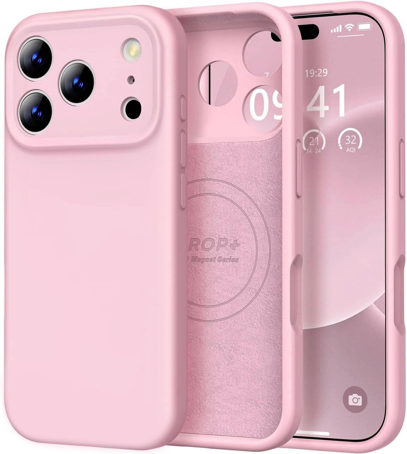 Vooii Magnetic for iPhone 17 Pro Max Case, Compatible with Magsafe (Premium Liquid Silicone) (Integrated Camera Control Button) Full Body Protective Anti-Scratch Microfiber Lining 6.9 inch, Pink Sand Pink Sand iPhone 17 Pro Max