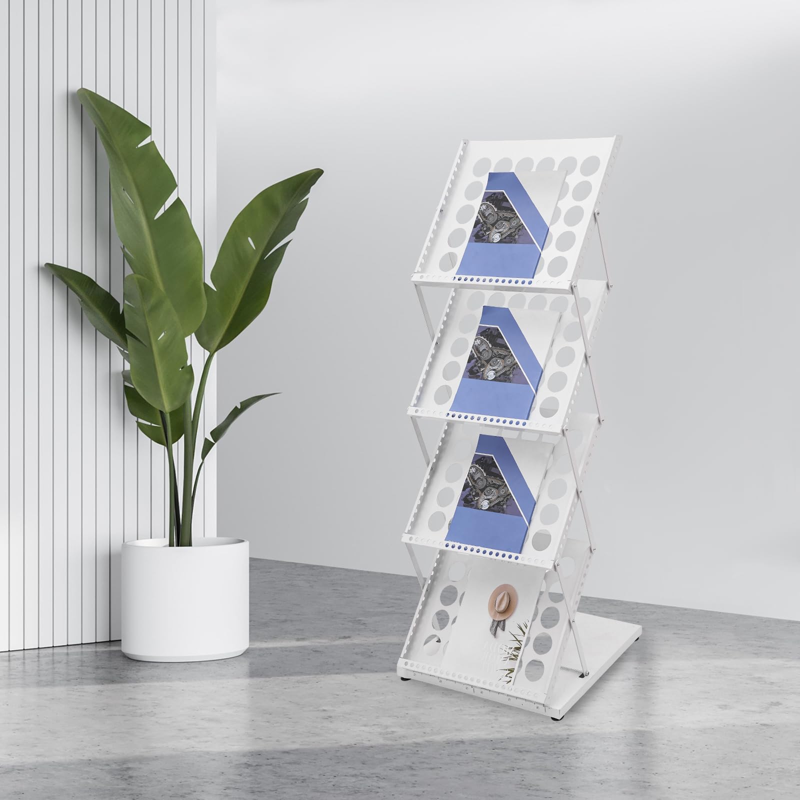 Magazine Stand For Display 6 Pockets Foldable Aluminum Magazine Rack ...