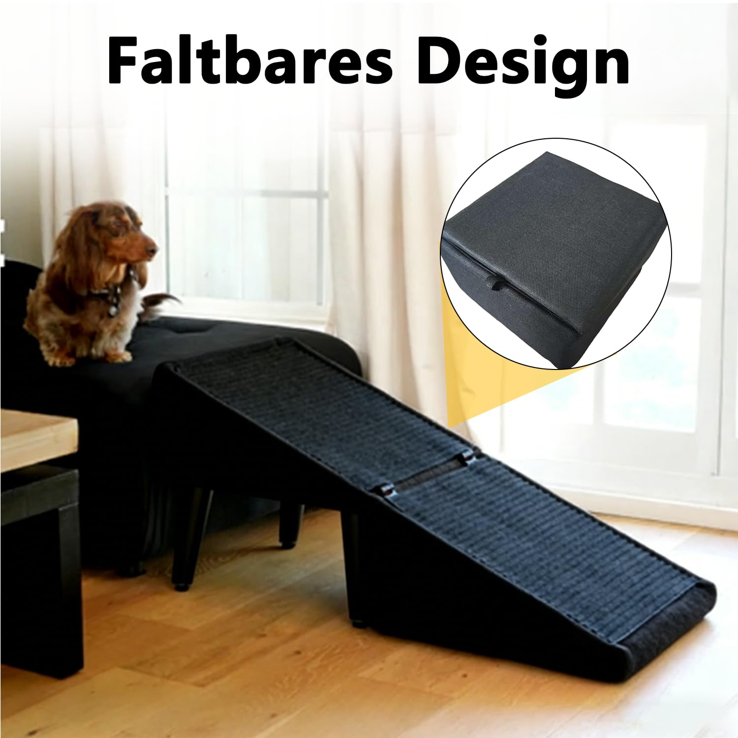 Rampas para perros, escaleras y peldaños para perros para camas y sofás, escaleras para perros para camas y sofás, escaleras inclinadas para perros pequeños, gatos – negro