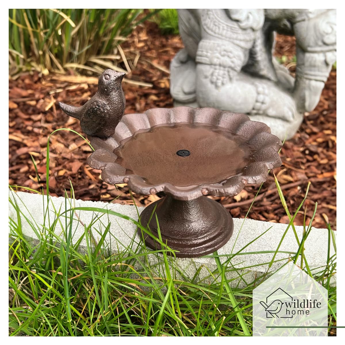 wildlife home Abreuvoir pour oiseaux debout I Petit bain d'oiseaux en fonte résistant au gel pour oiseaux sauvages