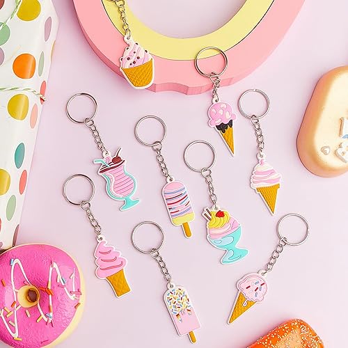 Miniatura 7 de Sasylvia 36 llaveros de helado para fiestas, regalos a granel, conos dulces, decoraciones de fiesta de cumpleaños para mujeres y hombres, accesorios