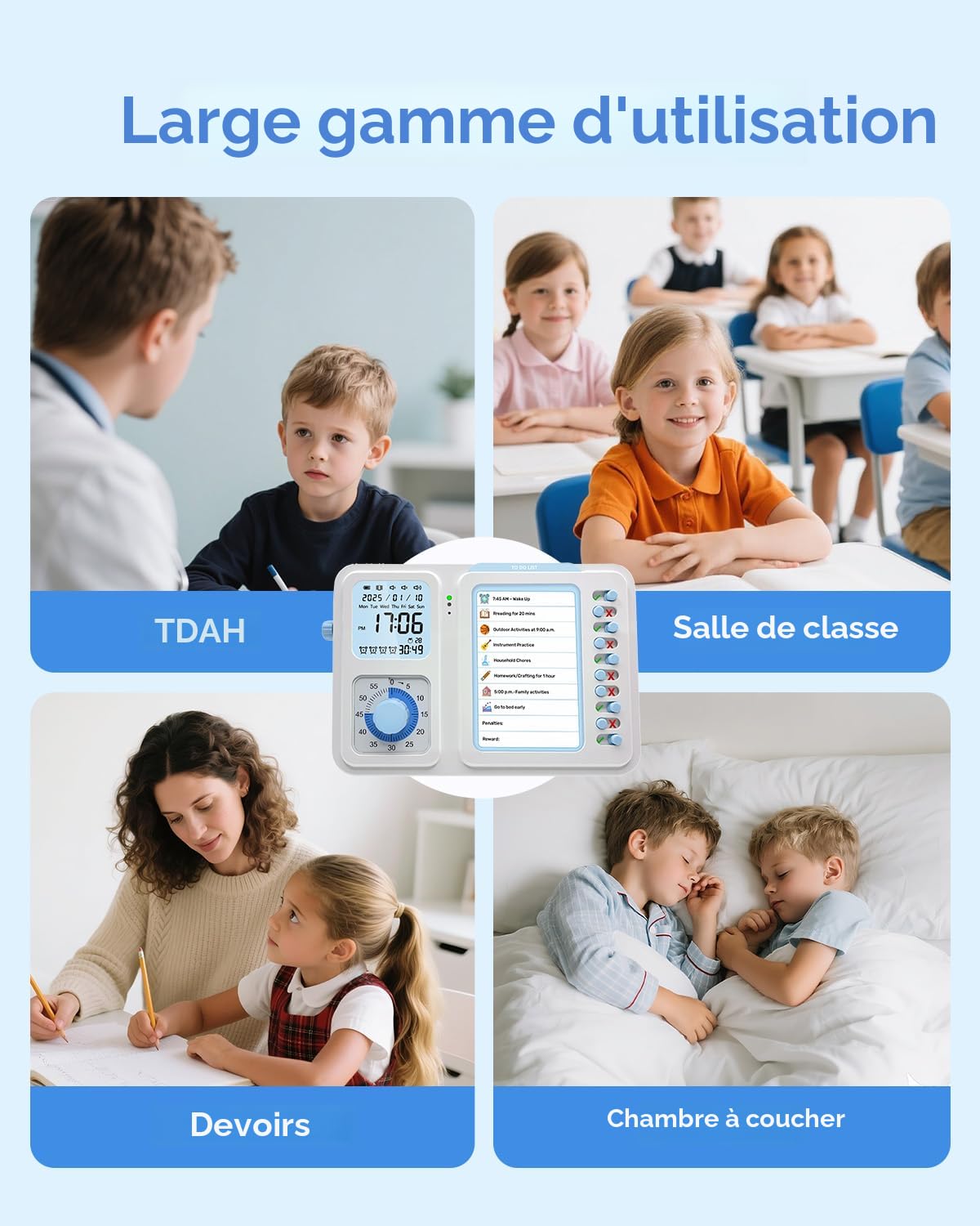 Minuteur Visuel Pour Enfants Avec Tableau De Planification - Outil TDAH Autisme, Méthode Pomodoro, Fournitures Scolaires Rentrée - 7