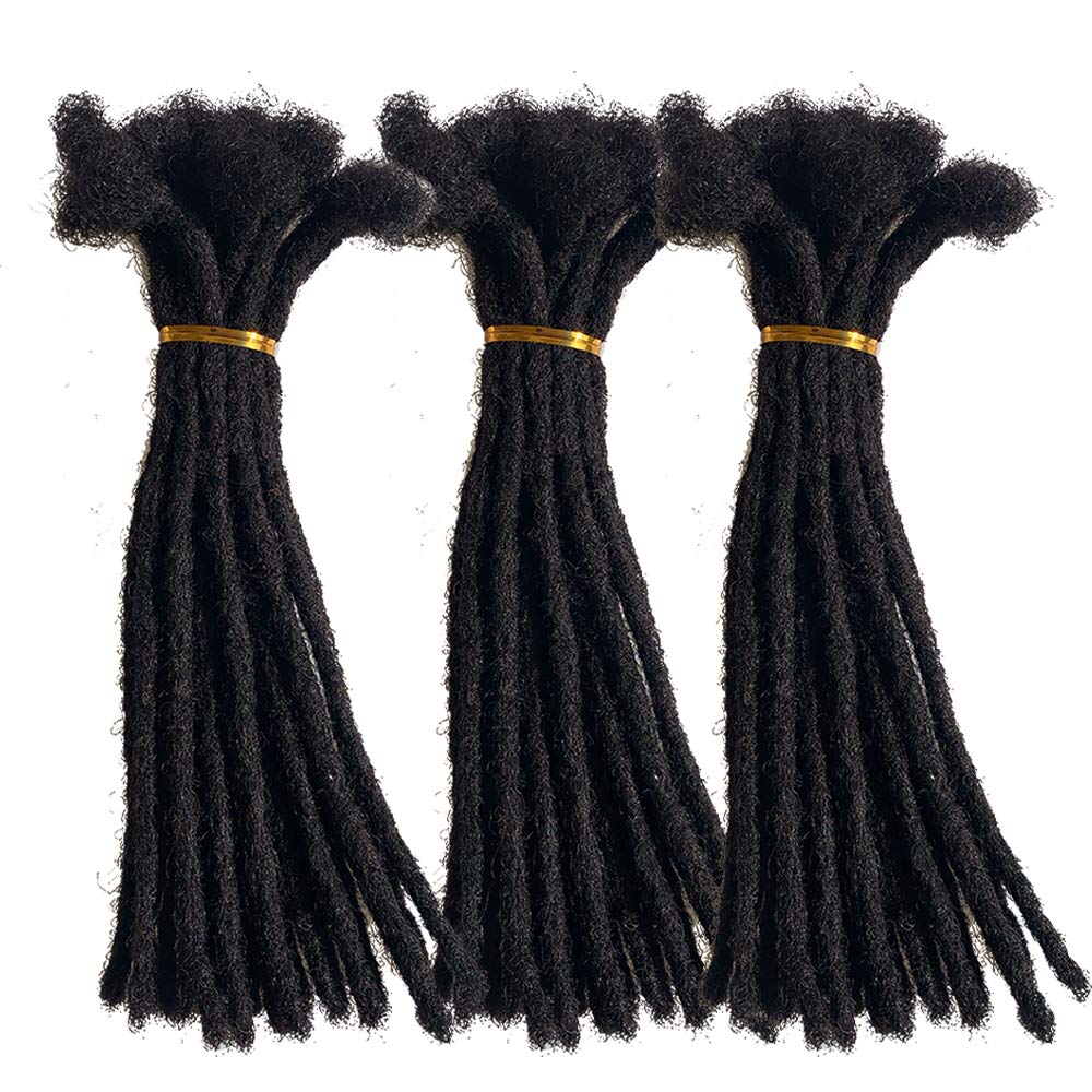 100% Human Hair Dreadlocks Handmade Locs Small Size 0.4cm Width Pencil Size 60 per Bundles Natural Black #1B 8inch