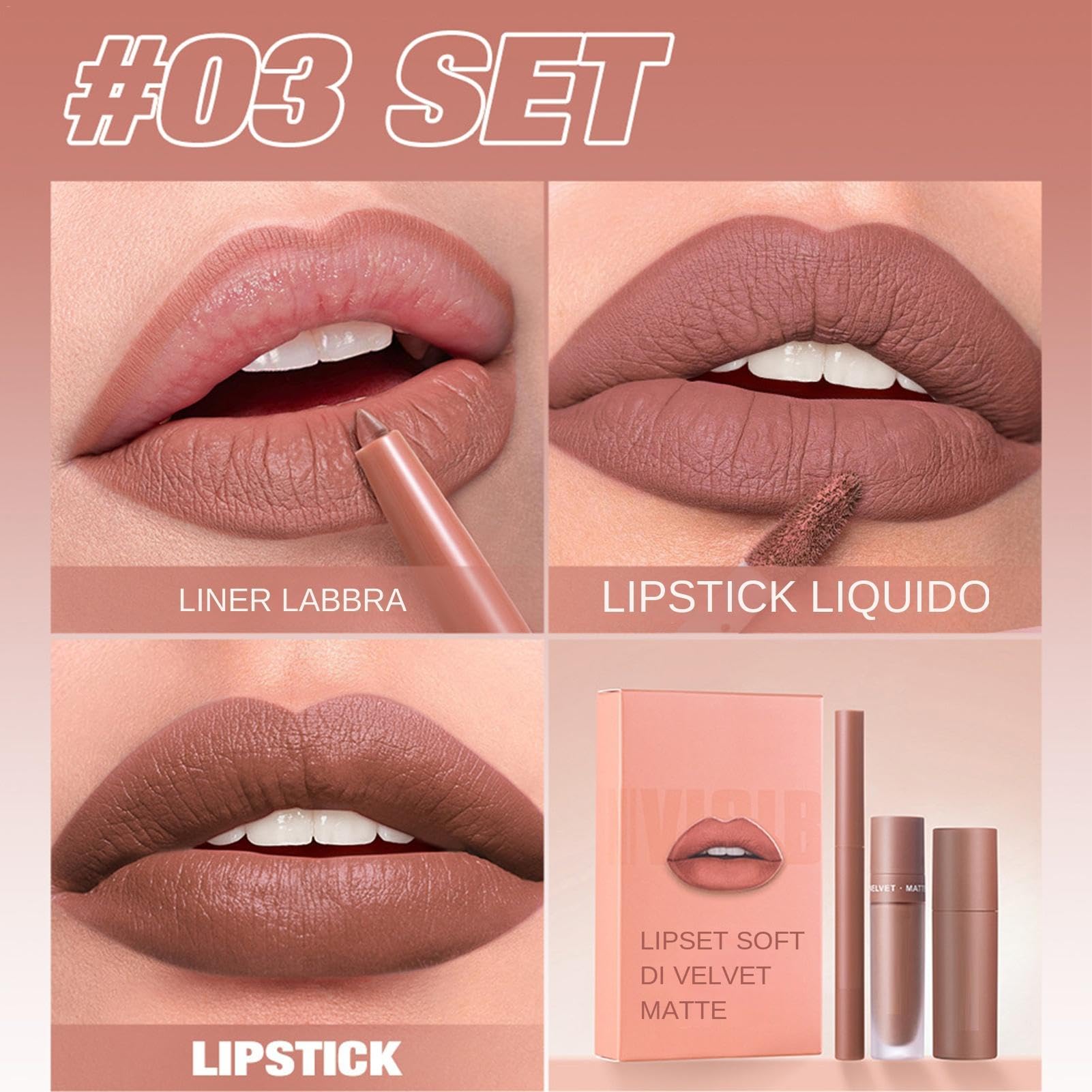 Lip Lipstick, zestaw błyszczyków do ust, długie, trwałe wkładki do ust, zestaw kolorowych wkładek, aksamitny zestaw do ust, naturalny makijaż, 3 x zestaw wkładek do ust, nawilżający błyszczyk, kremowy