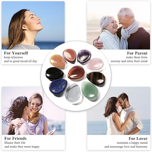 Miniatura 7 de CrystalTears - Piedra natural tallada para el pulgar para aliviar preocupaciones gema curativa de bolsillo con caja