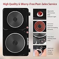 Vista 4 de Placa Caliente para Cocinar, Vayepro - Estufa Eléctrica Portátil de 1800 W, Quemador Eléctrico Doble para Cocinar, Certificado UL, Cocina