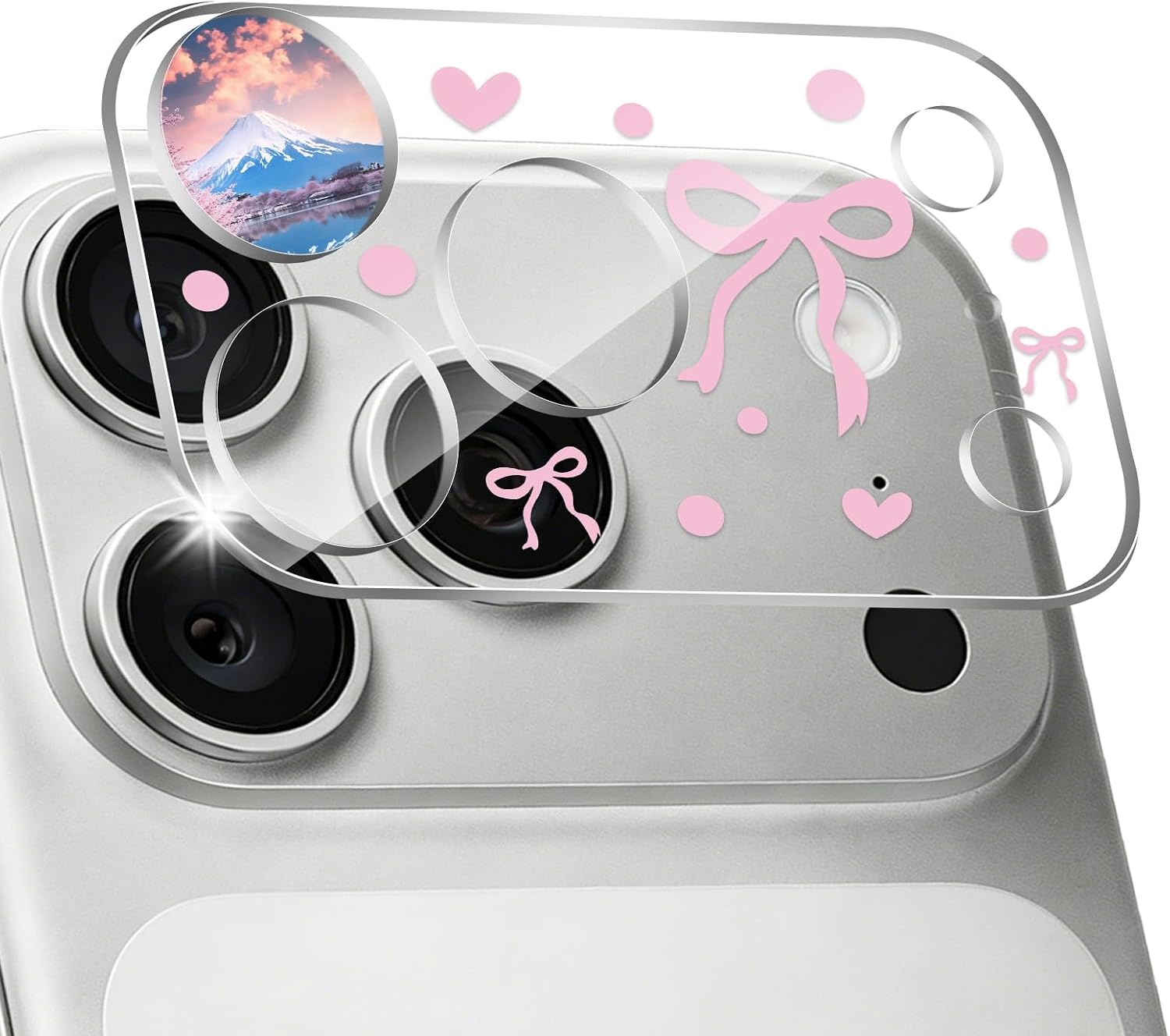 for iPhone 17 Pro Max Ribbon Bows Camera Protector, Ultra HD Military-Grade Shatterproof with Strong Adsorption, Pretty Aesthetic Girly Cute Clear Camera lens Protector for iPhone 17 Pro Max Women