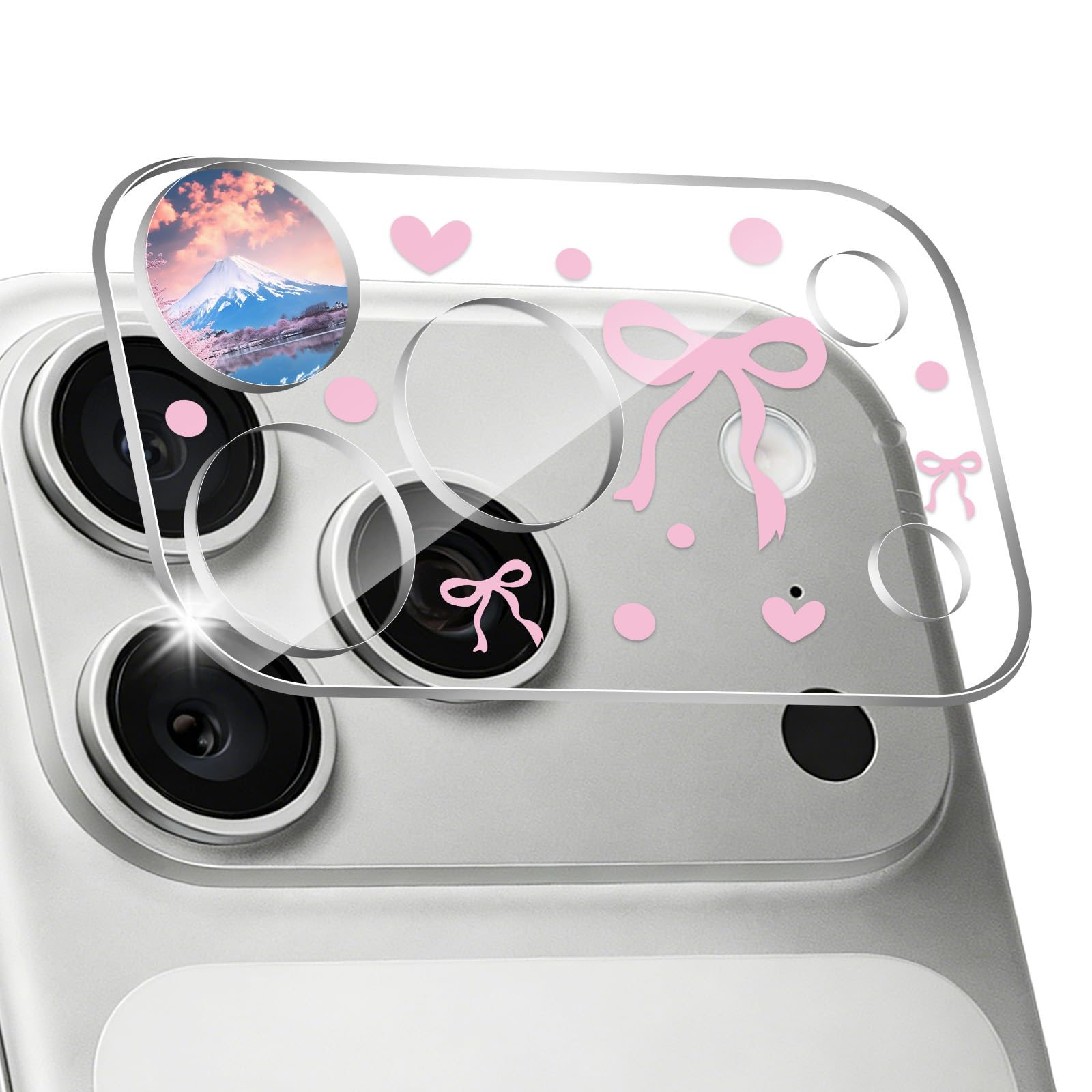 Photo 1 of THYRRE-J for iPhone 17 Pro Max Camera Lens Protector-Pink Ribbon Bows