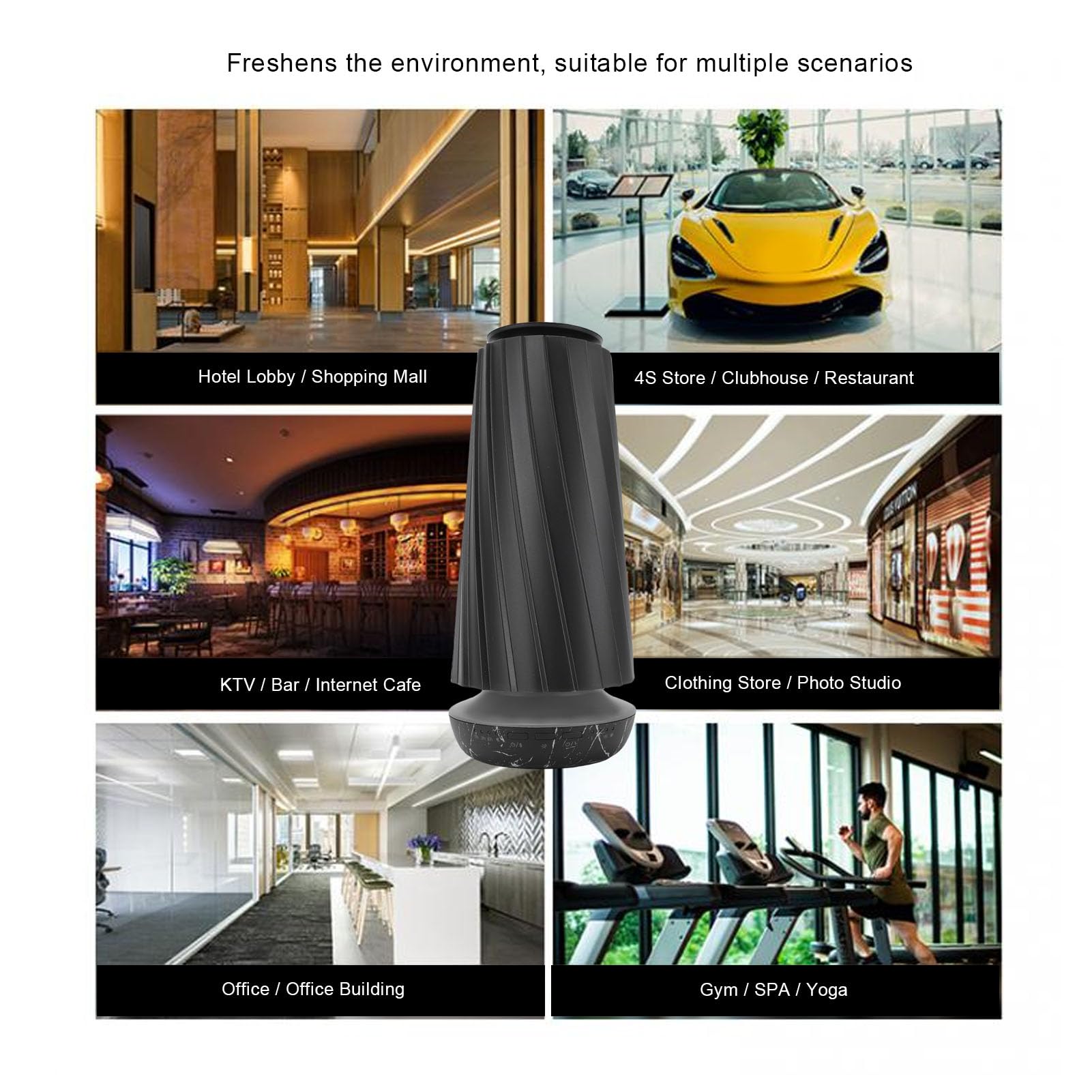 Pssopp Duftdiffusor, Diffusor für ätherische Öle, 100 Ml, Aromatherapie-Diffusor, Ultraschall-Kühlnebel-Luftbefeuchter für Hotel, Schlafzimmer, Büro, Nan (Black)