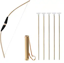 Conjunto De Arco E Flecha, Conjunto De Arco E Flecha De Madeira, Conjunto De Arco E Flecha Juvenil Para 15, Acessório De Fantasia De Cosplay Arco E Flecha Com 1 Aljava De Bambu E 5 Alvos