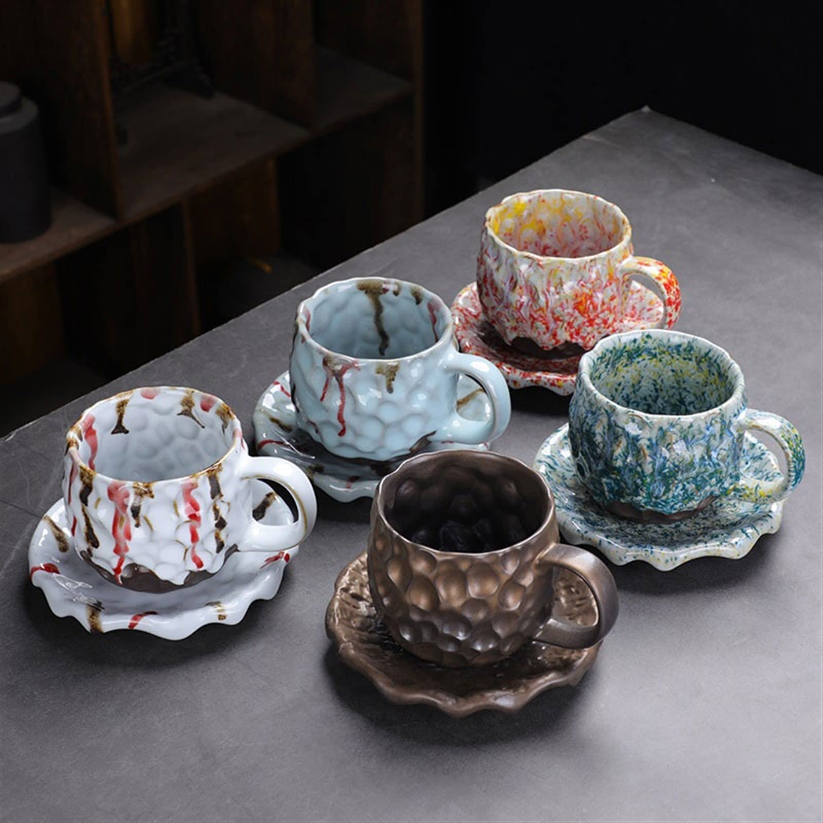 Amazon.co.jp: マグカップ 手作りラフ陶器ドリンクカップレトロ窯釉