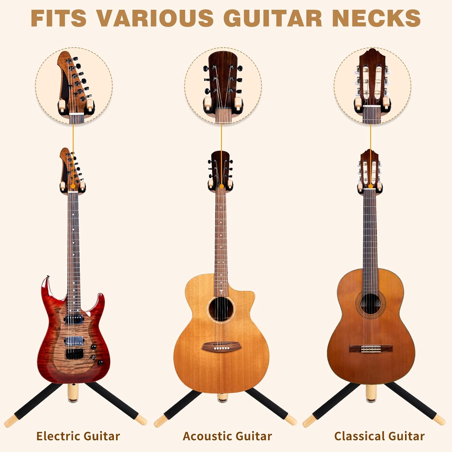 EASTROCK Guitar Stand,Acoustic Guitar Stand,Wooden Guitar Stands Floor , Single Neck Support for Acoustic Guitar,Electric Guitar and Classical Guitar, Stable Design for Home,Studio(Wood Color)