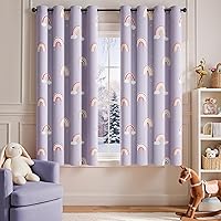 Vista 13 de Jinchan Cortinas opacas para guardería para habitación de niños, cortinas para dormitorio de niñas, bonitas, azul arcoíris, para sala