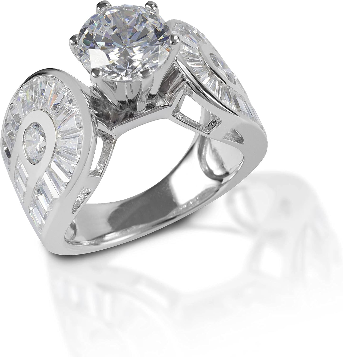 Kelly Herd Wide Ring with Cubic Zirconia Stones | Sterling Silver Jewelry for Women | Engament | Wedding