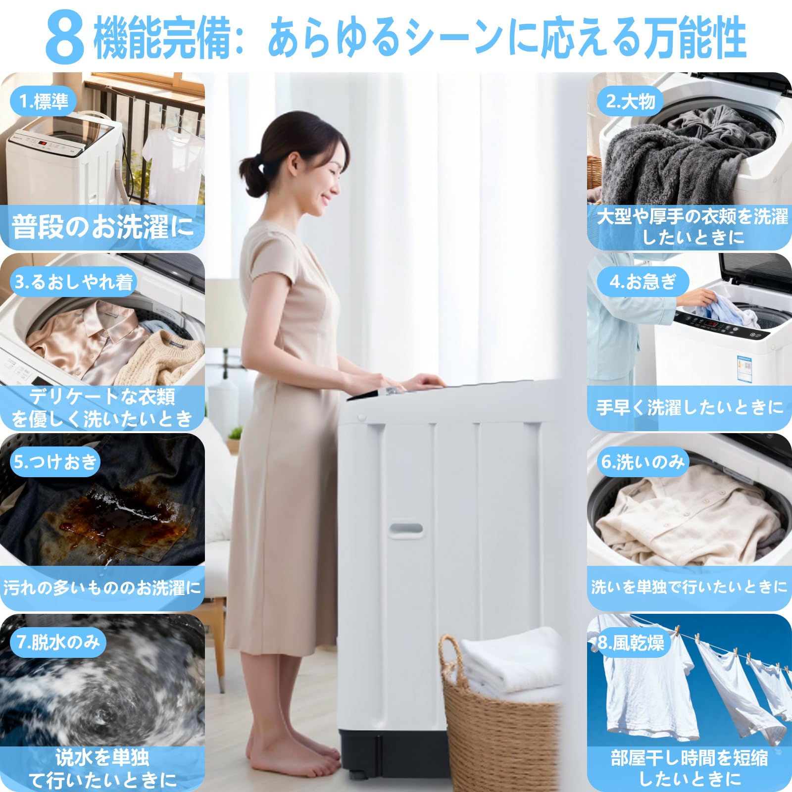 Amazon | 洗濯機 7kg 大型 全自動洗濯機【2025新型高速タービン・8機能