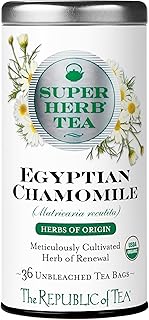 The Republic of Tea — Organic Egyptian Chamomile SuperHerb Tea Tin, 36 Herbal Tea Bags, Naturally Caffeine-Free Herbs of Origin