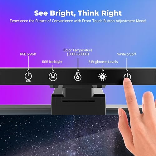 Miniatura 5 de BlitzMax Barra de luz para monitor, lámpara de monitor de computadora para cuidado de los ojos, retroiluminación RGB 3000-6000K, control táctil con