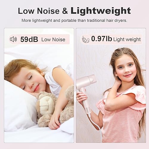 Miniatura 6 de Secador de pelo, 110000 rpm, motor sin escobillas de alta velocidad, 200 millones de secador de pelo iónico negativo para secado rápido, secador de