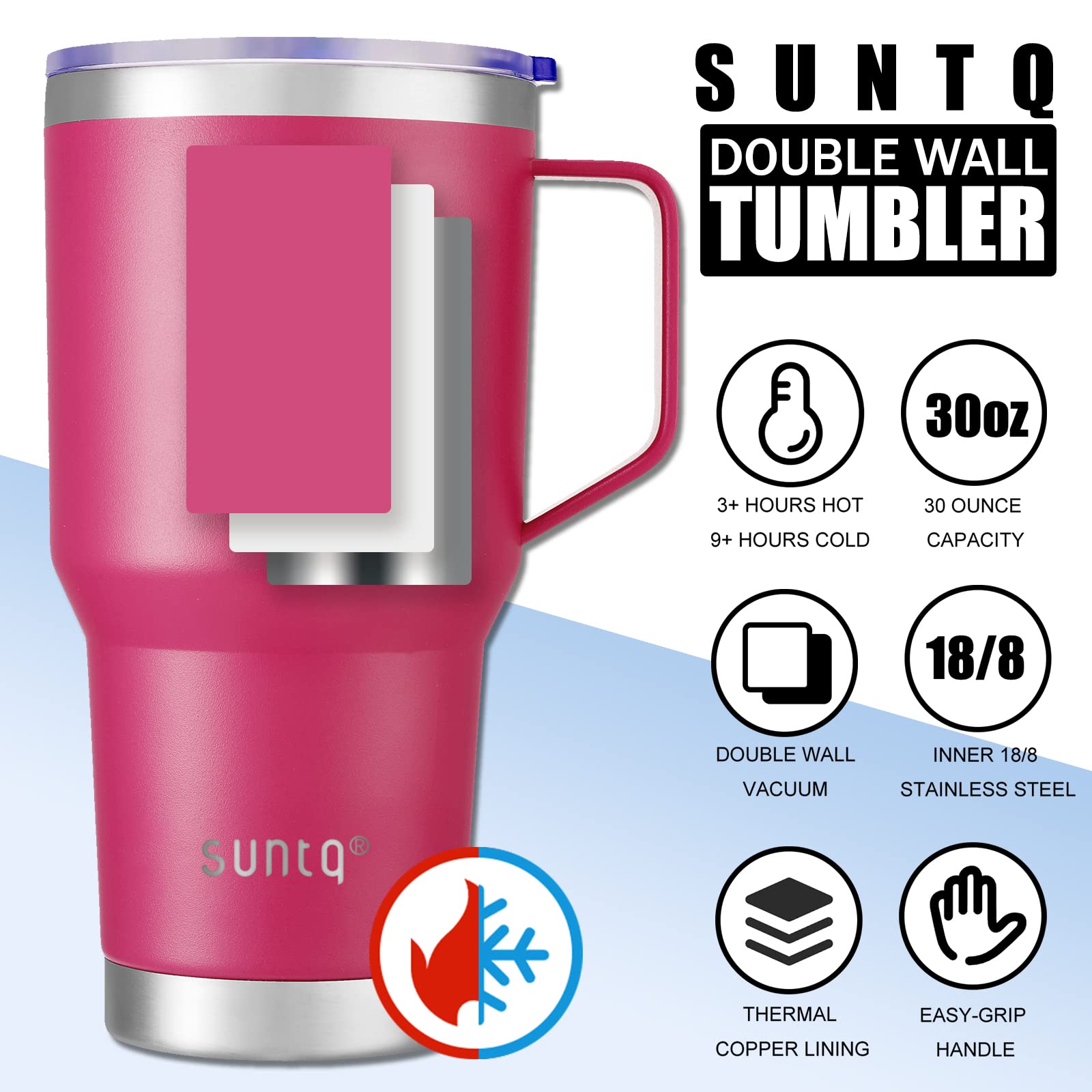 Tasse Isotherme 30oz Acier Inoxydable - Garde Chaud 3h/froid 9h Avec Paille Et Poignée Bleu Marine
