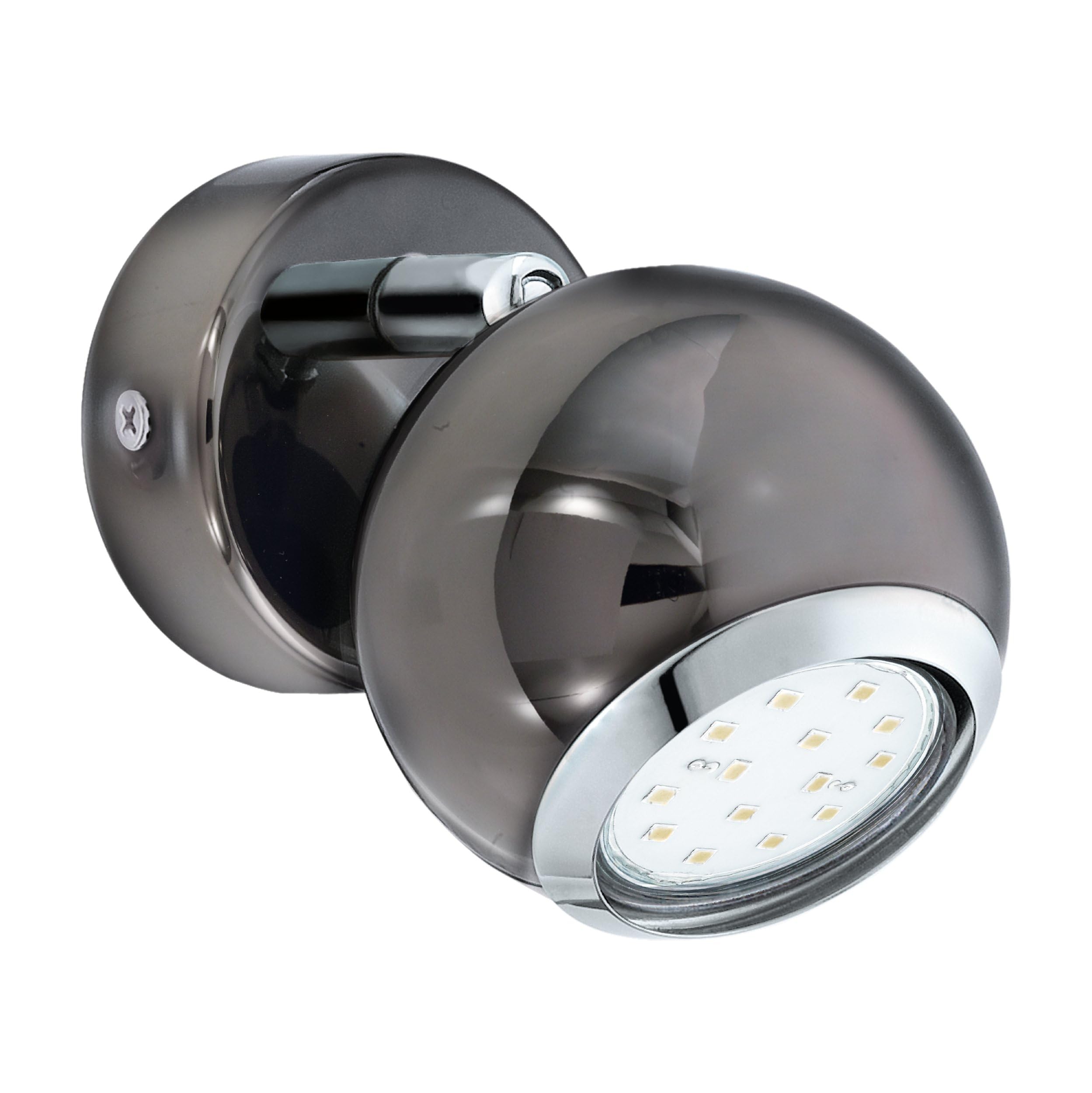 EGLO Bimeda LED Wall Light, Wall Light, Metal Wall Spotlight in Nickel Nero and Chrome, Living Room Lamp, Spot Light with GU10 Bulb, Warm White