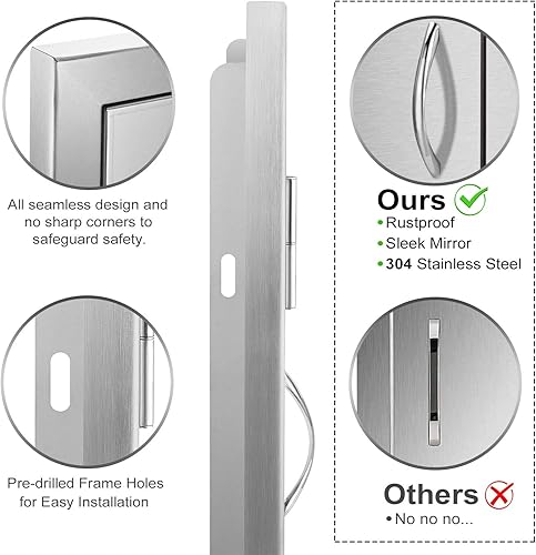 Miniatura 7 de Seeutek Puertas de cocina al aire libre de 14 pulgadas de ancho x 20 pulgadas de alto, puerta vertical de construcción de pared única de acero