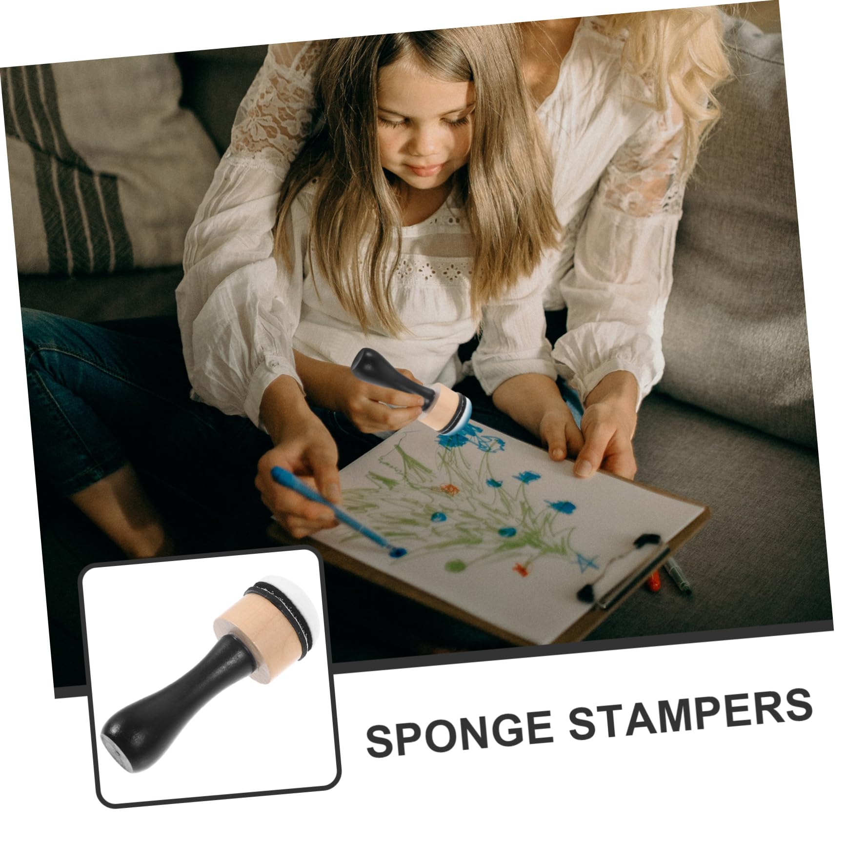 NUOBESTY 5sets Spugne Per Pittura Con Manico Spugne Decorative Per Attività Creative Per Adulti Strumenti Per Arte Fai Da Te e Attività Educative