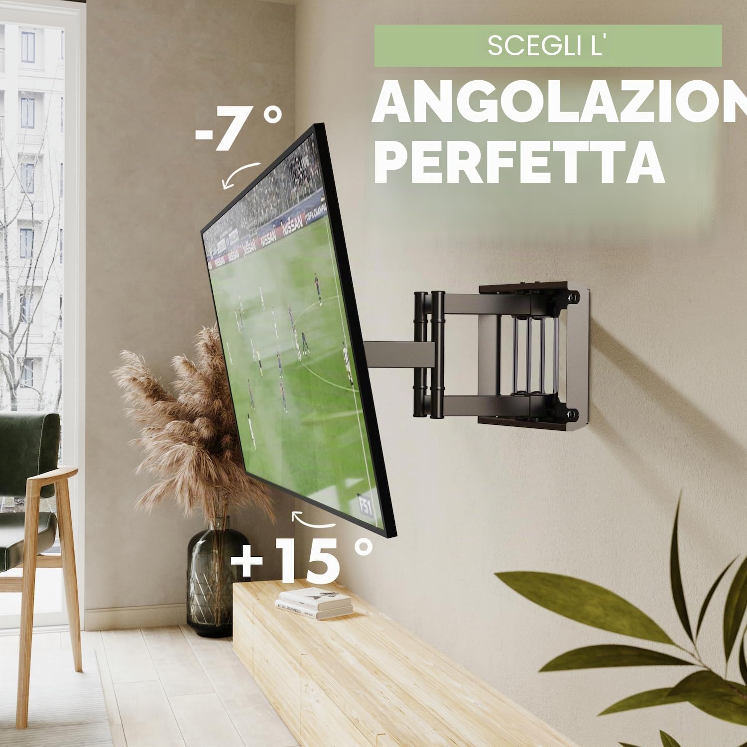 Supporto TV Parete - per 32-85 pollici TV LED LCD, 4K HDR Schermi - Inclinazione e Girevole Ultra Sottili - Max VESA 600x400mm - Capacità Massima di Peso 60 kg