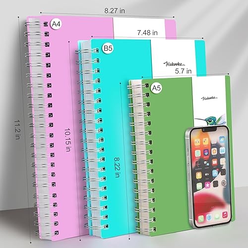 Miniatura 4 de HIUKOOKA Cuaderno de espiral A5 con rayas universitarias, 300 páginas, cuaderno grande, cubierta de PVC, encuadernado en espiral, 5.7 x 8.22