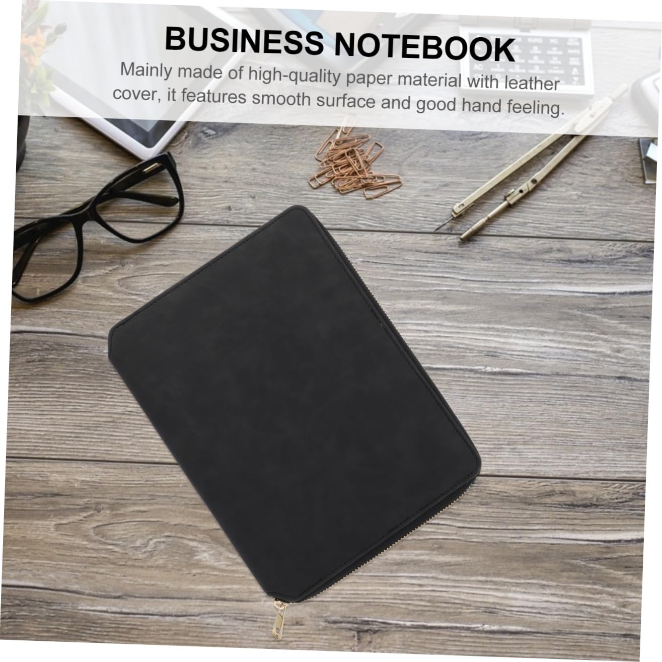 Blocco Note Aziendale A5 con Copertina in Pelle e Chiusura a Zip, Quaderno a Fogli Mobili per Ufficio e Pianificazione Quotidiana, Taccuino Portatile per Appunti e Agenda Business