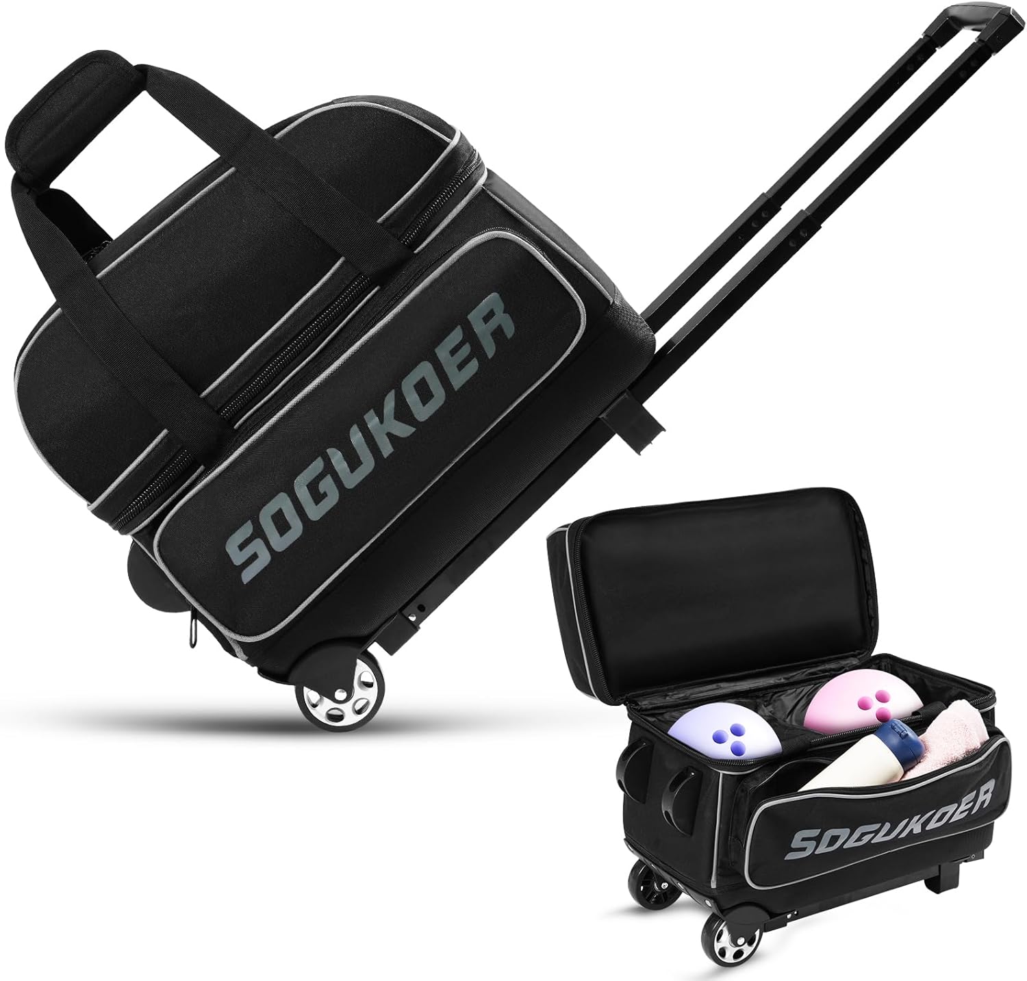 2 Bowling ball Bag with Wheels