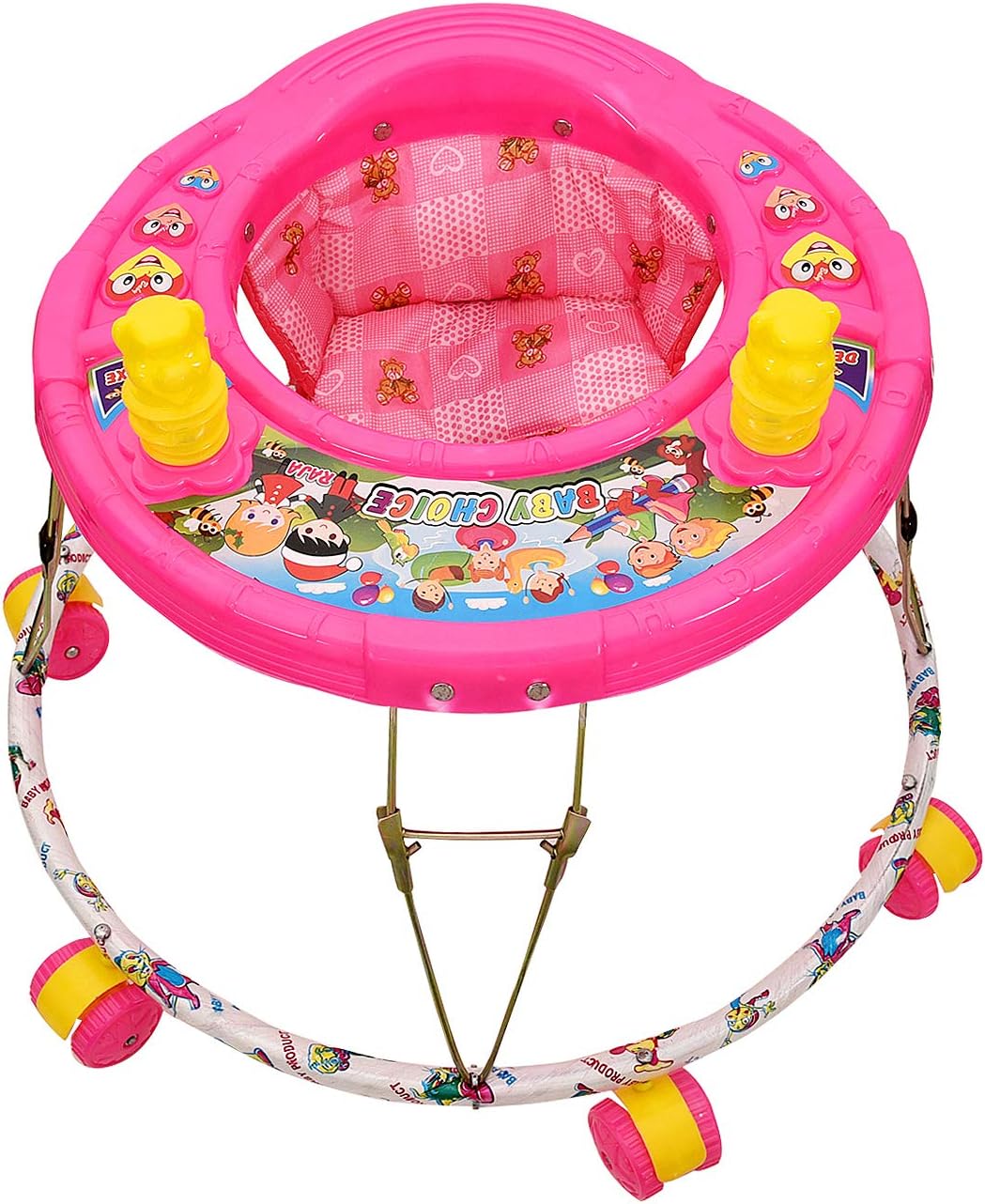 NewAge Baby Walker - Round Base Single Horn Without Music Walker for 9 Months to 1.5 Years (Pink 1) Design May Vary
