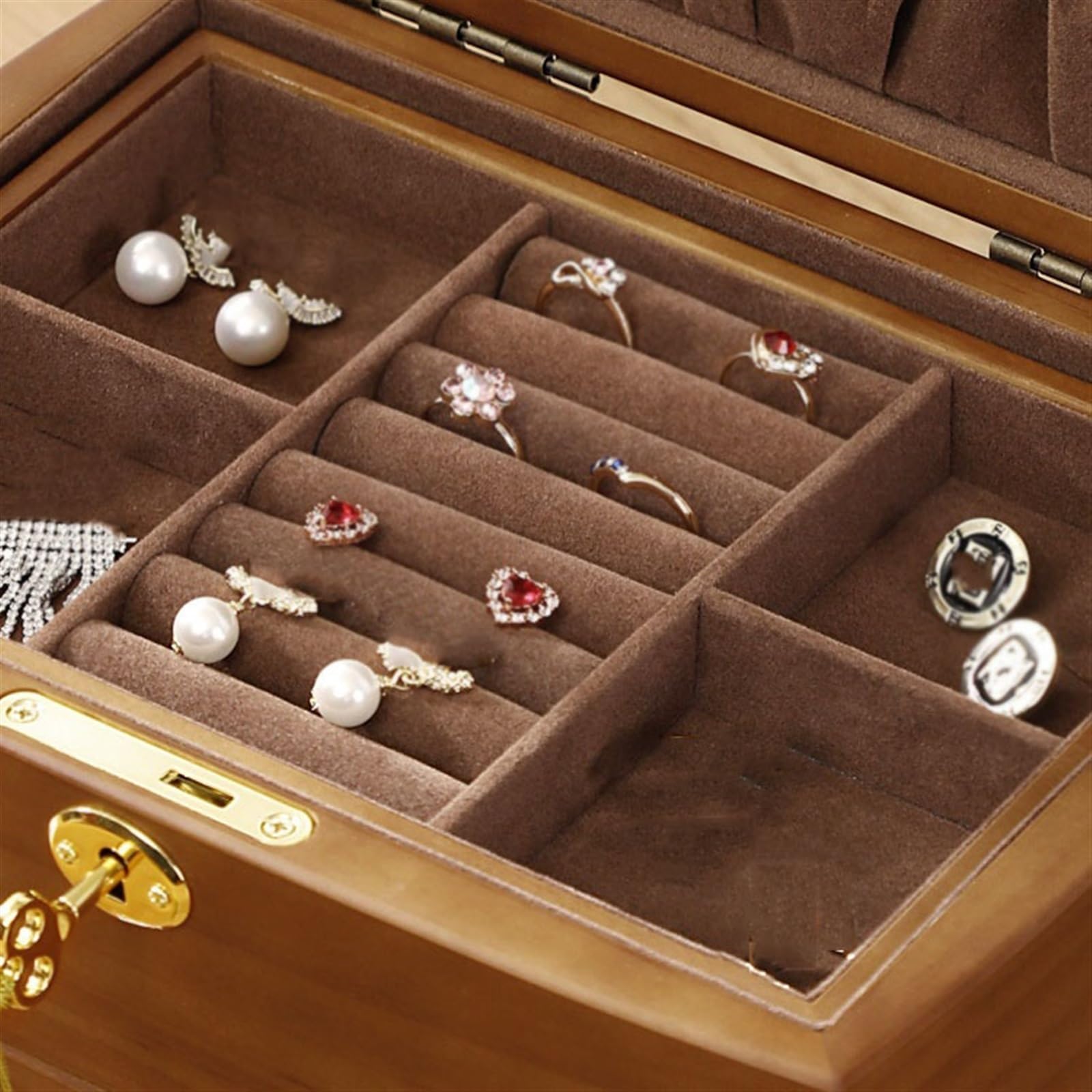 Jewelry Box Organizer Jewelry Box Earrings Earrings Necklace Watch Hand Jewelry Wooden Storage Box Jewelry Organizer Small (A S) (A S)