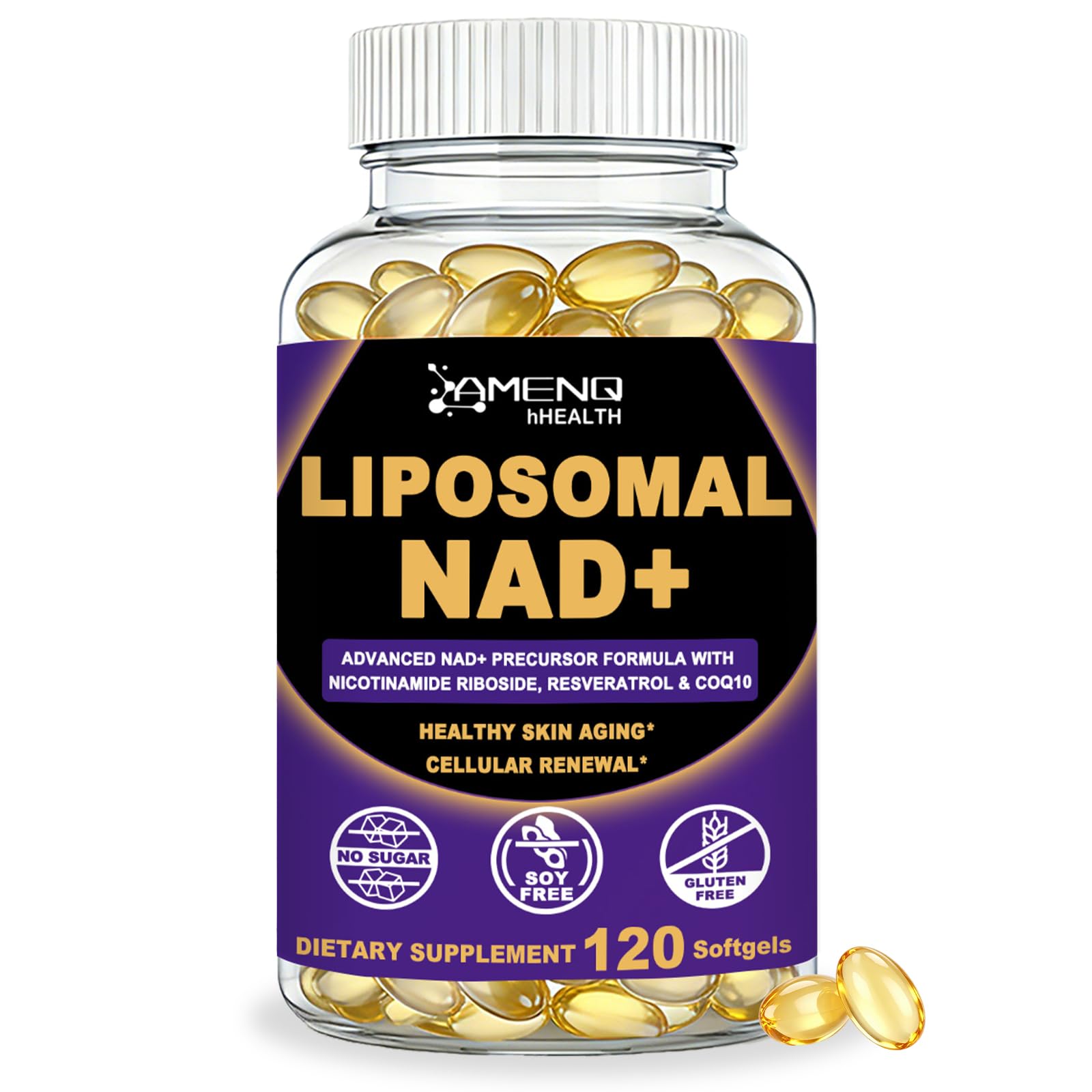 NAD+ Supplements for Women & Men, Liposomal NAD⁺ with Resveratrol Softgels