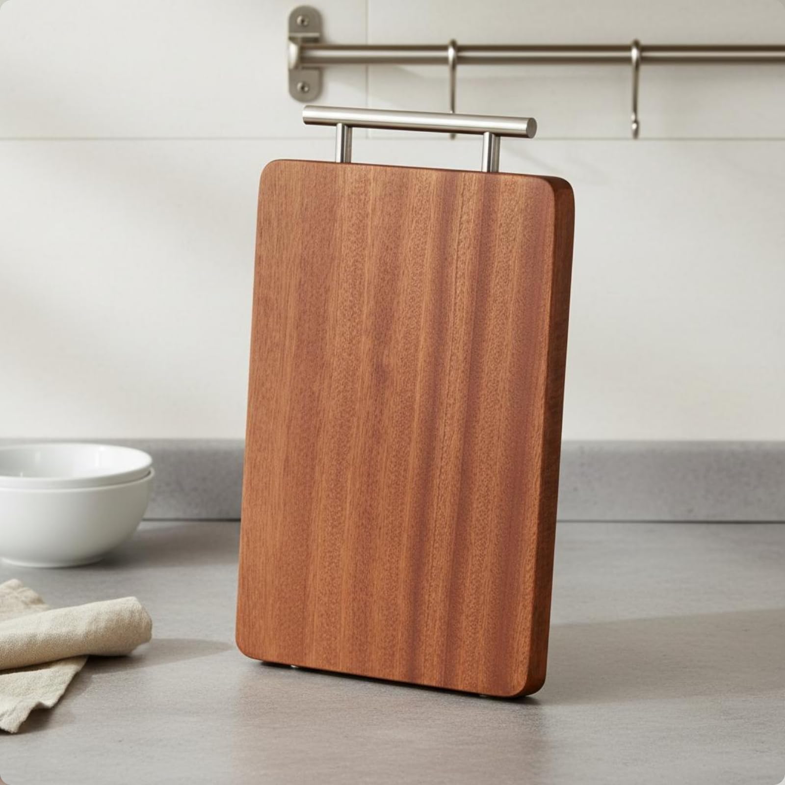 Gralara Tabla de Cortar de Cocina Tabla de Cortar Tabla de Picar Tabla para Rebanar Tabla de Servir Superficie de Madera Estable con Diseño Rectangular y, 40cm 28cm 2.5cm