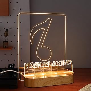 Light up Now Playing Vinyl Record Stand, YuanDian Now Spinning Record Stand, Wooden Acrylic Holder for Vinyl Album Display and Storage with Warm White Color Lights, Vinyl Record LED Display Storage Collection Holder with USB Powered.