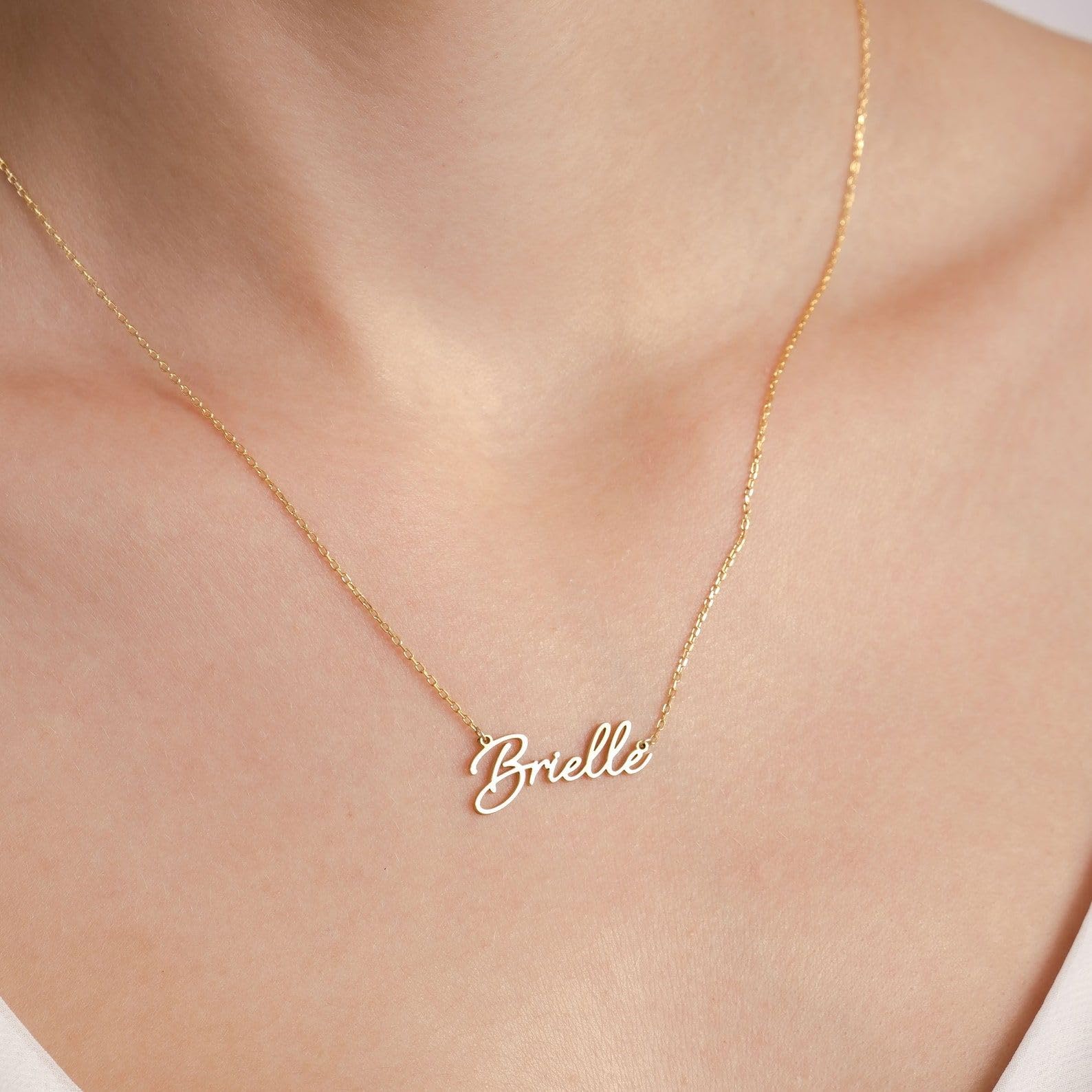 Argento sterling collana con nome, delicato personalizzato gioiello moglie mamma Natale