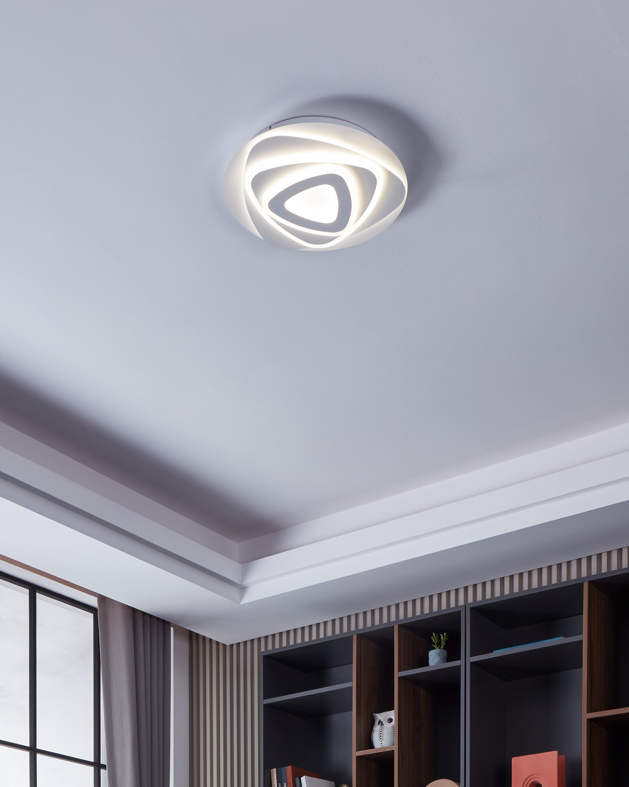 EGLO LED Deckenleuchte Palagiano, runde Deckenlampe | Deckenbeleuchtung aus Kunststoff in Weiß, Aufbauleuchte für Büro, Flur und Küche, neutralweiß, Ø 38 cm