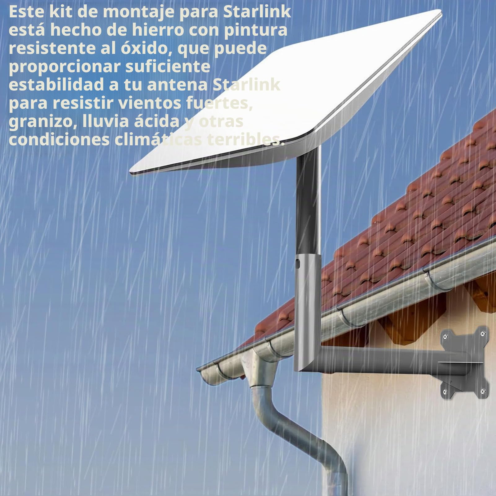 Mount Internet Kit Satellite, Wall Pole Roof Mount, Long Wall Mount, Antena Rectangular J Soporte de Montaje para V2