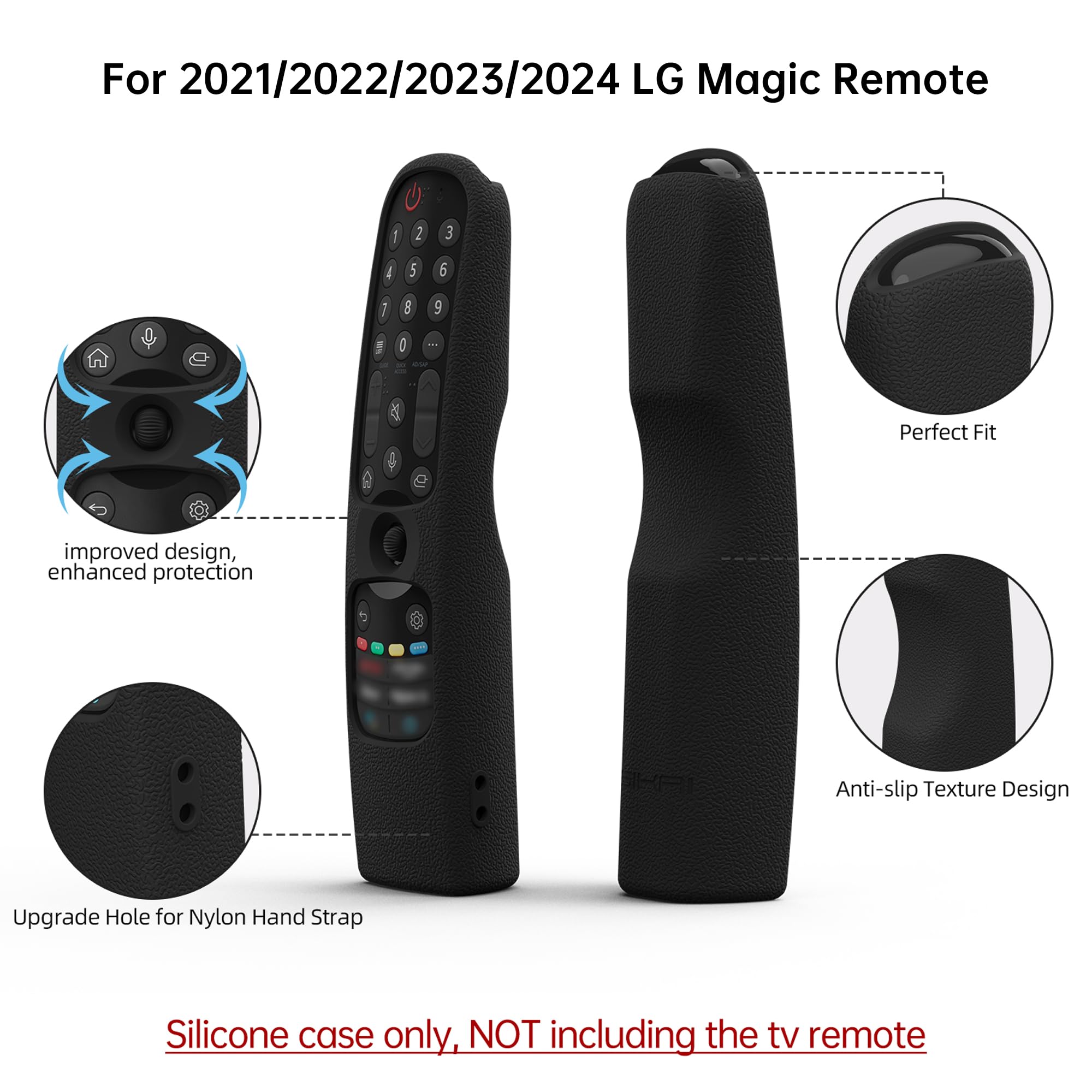 Custodia in Silicone Compatibile con LG Telecomando MR25GB MR24GN MR24GA MR23GN MR23GA MR22GN MR22GA MR21GA MR21GC,Cover per Telecomando LG,Guscio per TV 2025/2024/2023/2022/2021 (Nero)