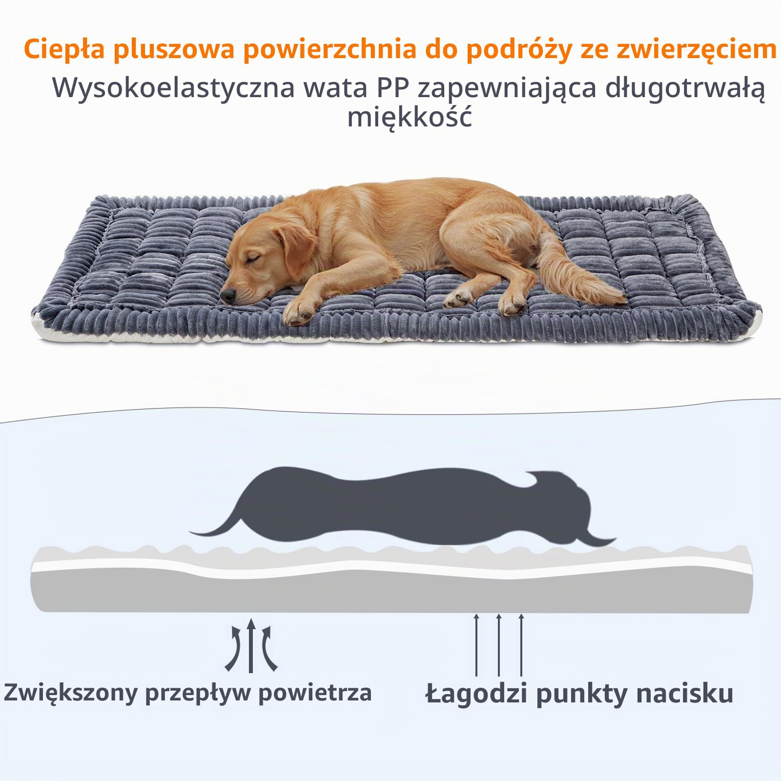 Legowisko dla psa na tylne siedzenie, antypoślizgowa mata dla dużych psów