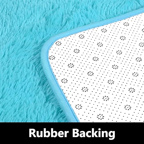 Miniatura 5 de Gifeas Alfombra redonda azul para dormitorio de niñas, alfombra circular esponjosa de 4 x 4 pies para decoración de habitación de niños, alfombra