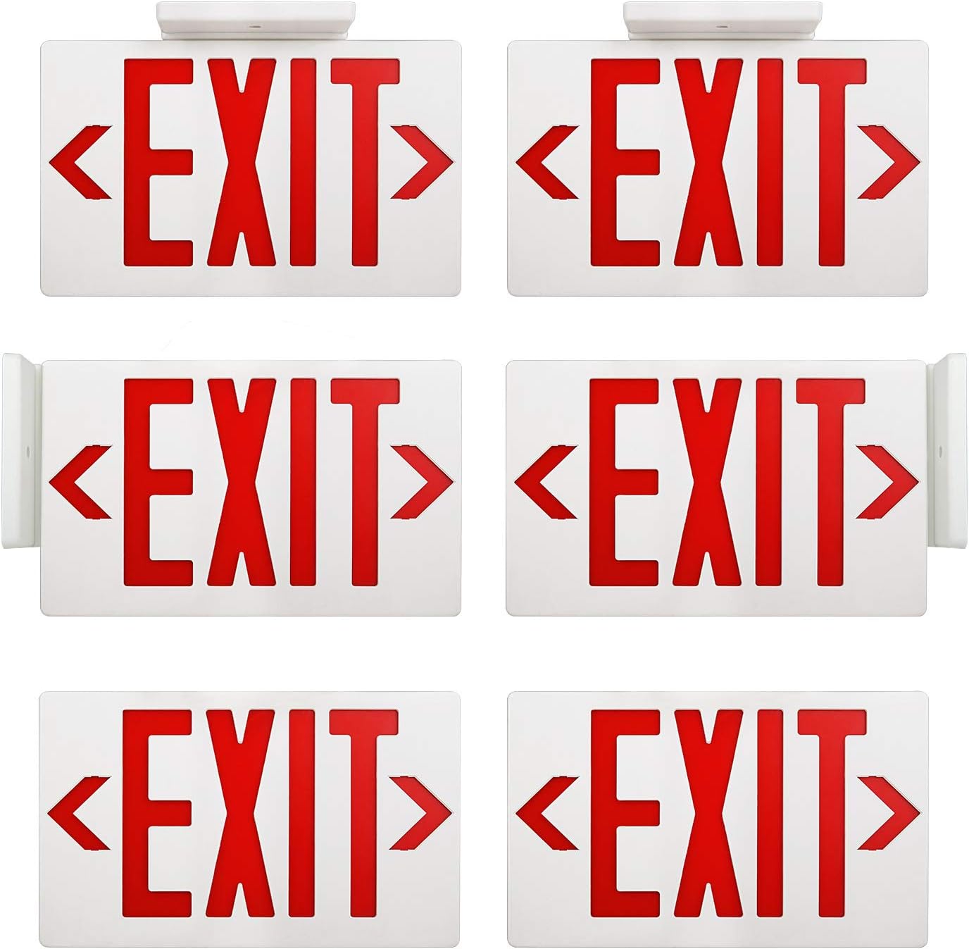 AKT LIGHTING Emergency Exit Sign, Double Face Commercial LED Emergency Exit Lighting with Back-Up Battery Exit Light Combo for Hallways UL Certificated(Green, 6 Pack) - - 