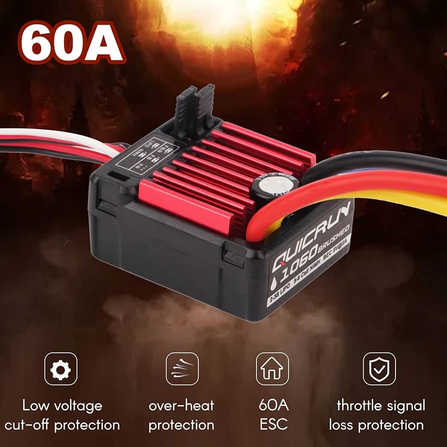 HOBBYWING QuicRun 1060 ブラシ付きESC 60A 2個 Amazon | HOBBYWING QuicRUN-WP-1060-Brushed BEC内蔵3A/6V 1/10