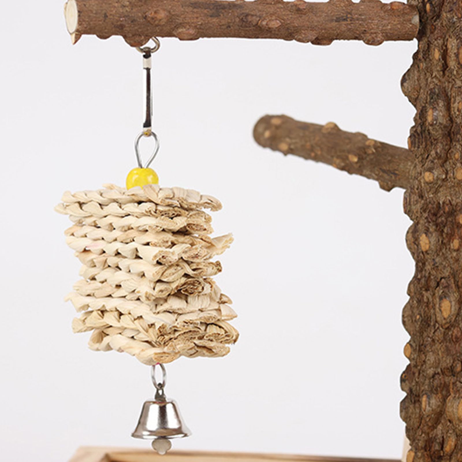 PANGBOER Vogelschaukel, Papageienkäfig Spielzeug, Holzschaukel mit Spielzeugtablett, Futterbecher, Training für kleine Vögel, Papageien, großer Spielständer