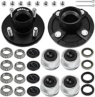 Vista 7 de Kits de buje loco de remolque para remolque de 3500 libras de eje de 1-1/16 a 1-3/8 pulgadas, cubo de remolque de 5 lengüetas con kit de rodamientos