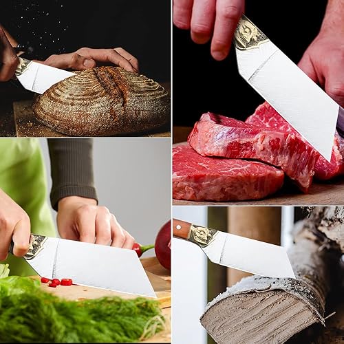 Miniatura 7 de Veisky Cuchillo Durian para carne de acero inoxidable 440C, cuchillo de cocina para cáscara dura, cuchillo de cocina de frutas con mango ergonómico
