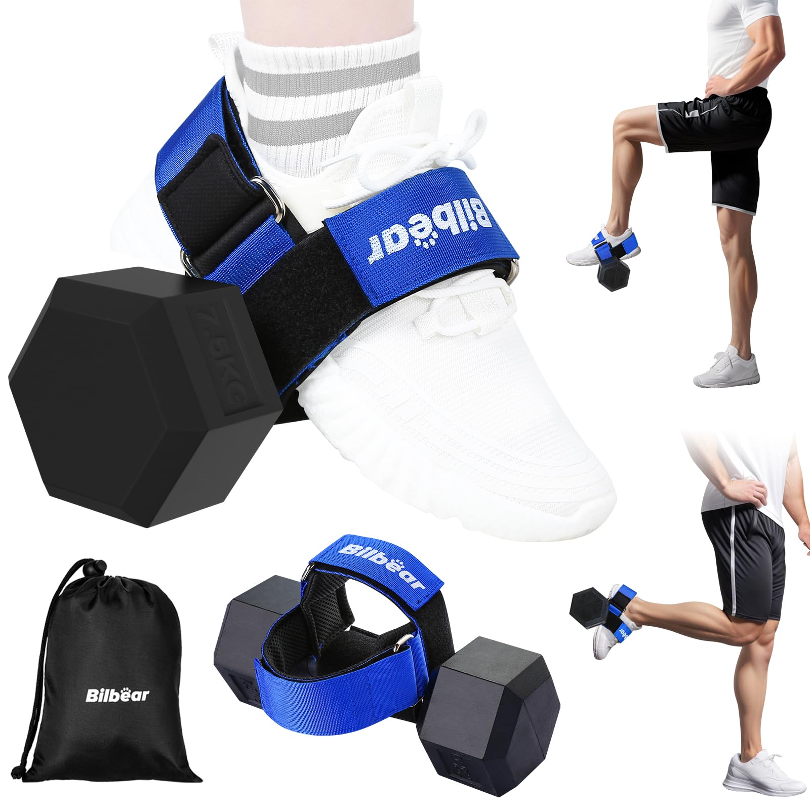 Tibialis Trainer Strap for Shin Splints Syndrome Exercises, Adjustable Dumbbell Foot Attachment for Hip Bend Lifting, Dumbbell Ankle Strap, Relieves Leg Pain, Increases Movement (Blue, Pack of 1)
