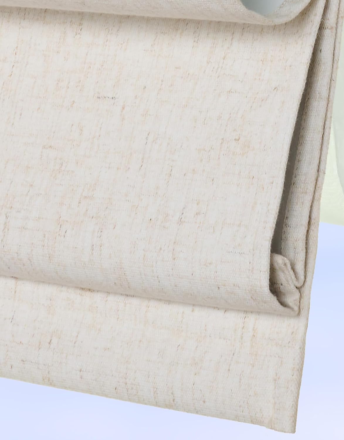 Linen Blend Fabric Blackout Cordless Roman Shade, Size 27" W x 63" L - Color: Linen - Room Darkening Thermal Backed Insulated Shade