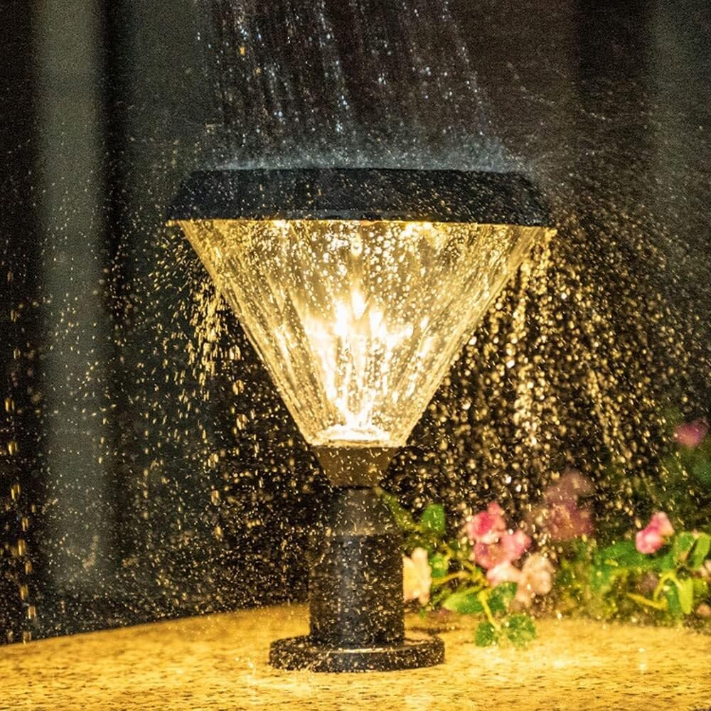 Trójkolorowa ściemnialna lampa solarna LED, domowa zewnętrzna wodoodporna lampa Stigma IP55, dekoracja ogrodzenia ogrodowego willi, słup oświetleniowy, do zewnętrznego og